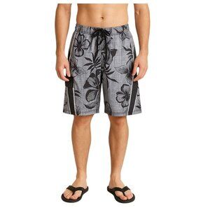Ocean Pacific Mens Black Gray Floral Print Board Shorts Swim Trunks Size Small